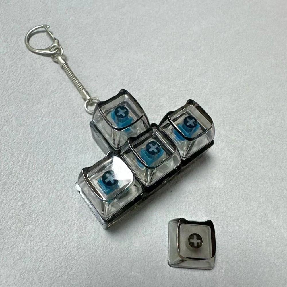 New 2/3/4 Keys Keyboard Keychain Key Button Pass The Time Finger Transparent Stress Relief Clicker