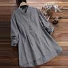 Plus Size Women Casual Loose Swing Blouse Plaid Tunic Tops Long Sleeve Button Up Lapel Pleated Flowy T Shirts
