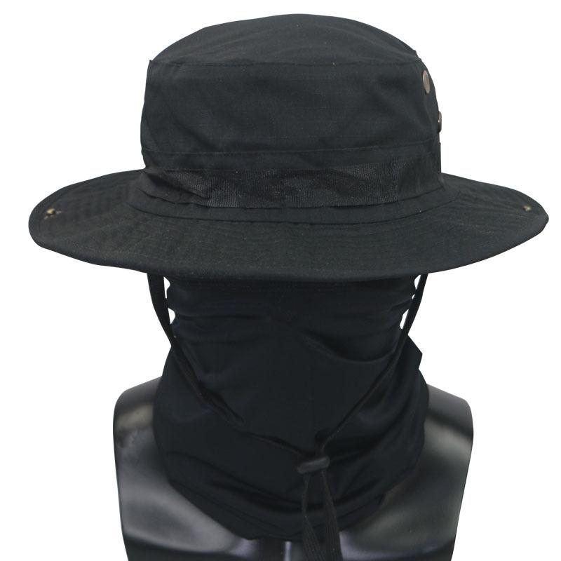 Camouflage Round Brim Hat & Ice Silk Neck Gaiter Set for Hiking, Fishing & Outdoor