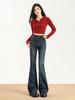 Damen High-Waist Retro Schlagjeans - Schlankmachende, bodenlange Hose für Frühling & Herbst
