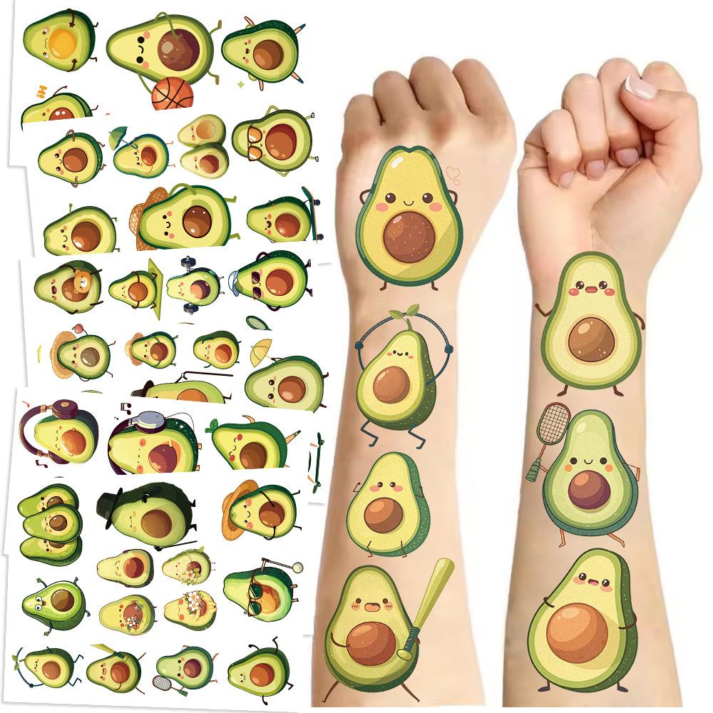 New Cartoon Avocado Series Tattoo Stickers Waterproof Party Gift Funny Face Stickers