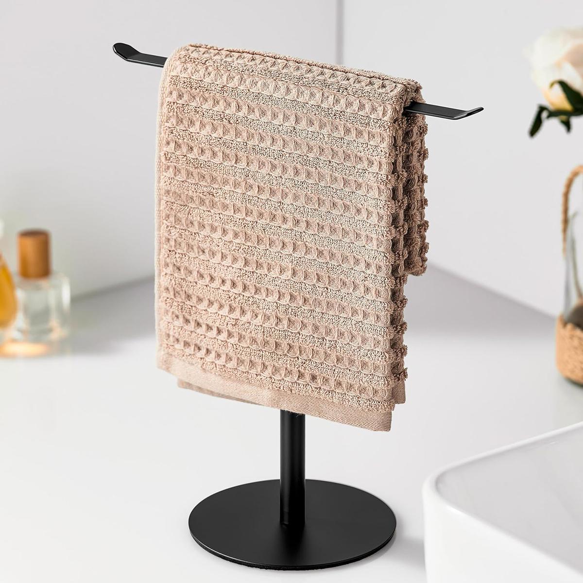 

T-Shape Hand Holder Stainless Steel Counter Organizer Headband and Lightweight Bathroom Towel Racks for Bathroom Kitchen чорний