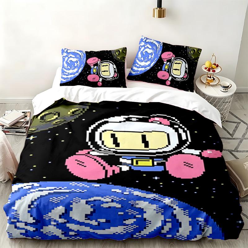 Bomberman 3pc Set Perfect for Bedroom Use Comfortable Bedding Set Includes a Duvet Cover and Two Pillowcases Ideal Birthday or Christmas Gift