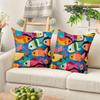 1Pc Colorful Fish Print Pillow Cover, Polyester 2D Double Sided Print Cushion Case, Tropical Ocean Style Throw Pillowcase, Perfe