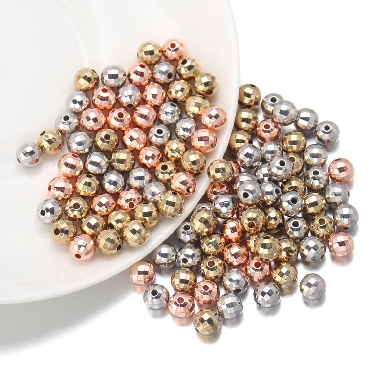 20-200pcs 4/6/8/10/12/14mm CCB Faceted Beads Round Loose Spacer Ball Beads For DIY Jewelry Making Bracelets Necklace Accessories