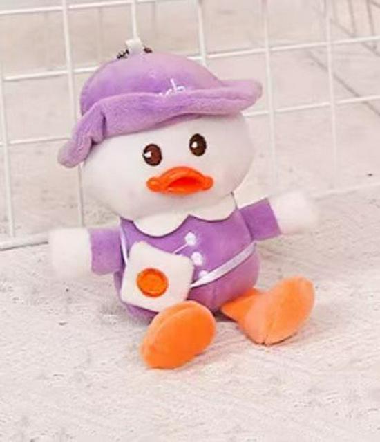 Crossbody Duck Plush Pendant Keychain - Cute Claw Machine Doll Ornament Toy
