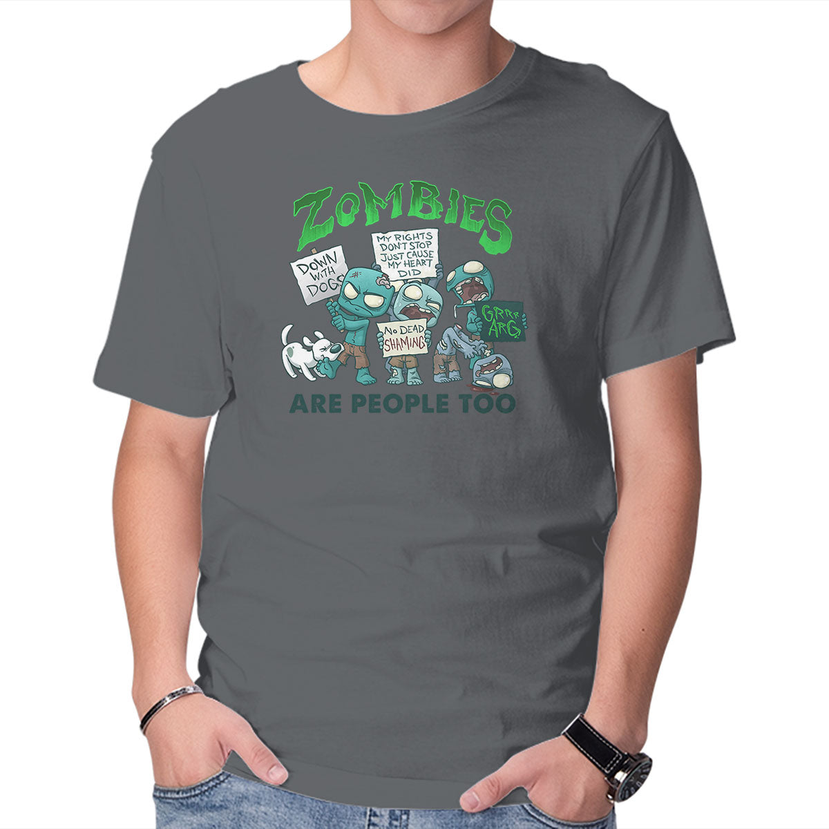 Unisex Crew Neck T-Shirt Zombie Rights Graphic Short Sleeve Casual Tee L