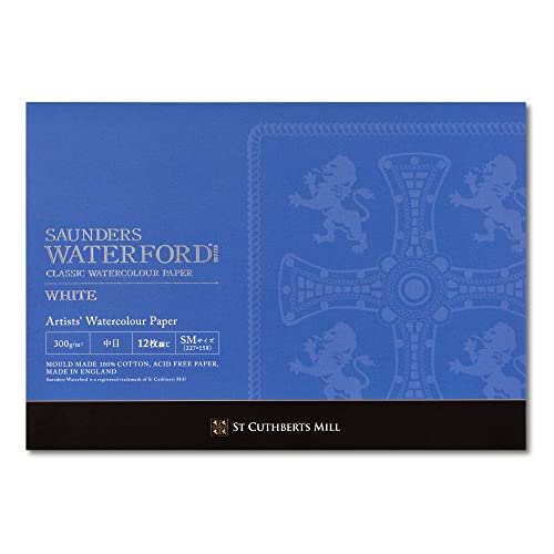 

Holbein Waterford Watercolor Paper EHB-F4 White, Medium Grain, 300g, F4 Size, Block Type, 12 Sheets, 270933
