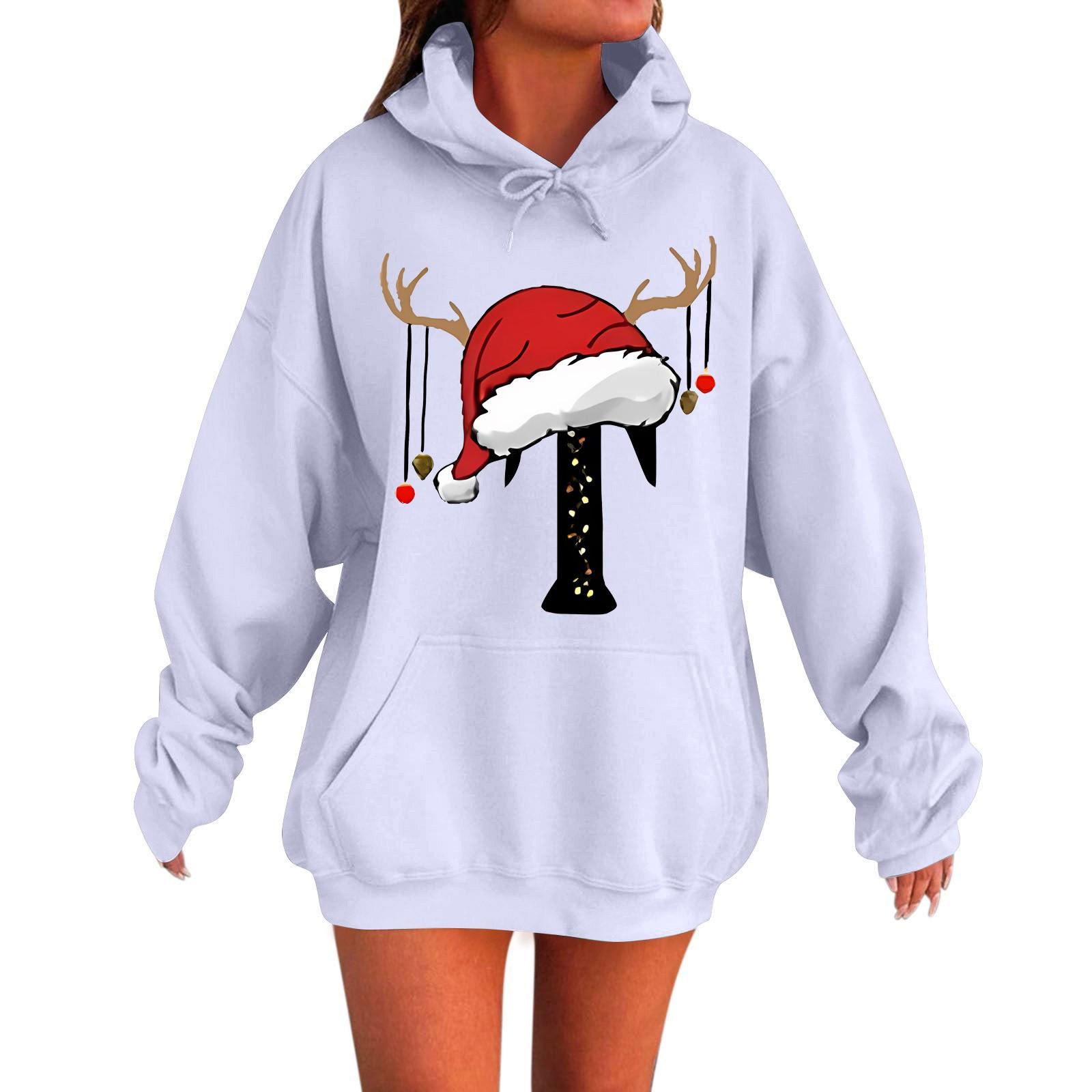 

Женская мода повседневная толстовка с капюшоном с длинным рукавом и круглым вырезом с карманами XXL белый