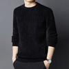 Men Thickened Sweater Casual Round Neck Long-sleeve Knitted Top Warm Pullover Knitwear for Autumn Winter Work Street
