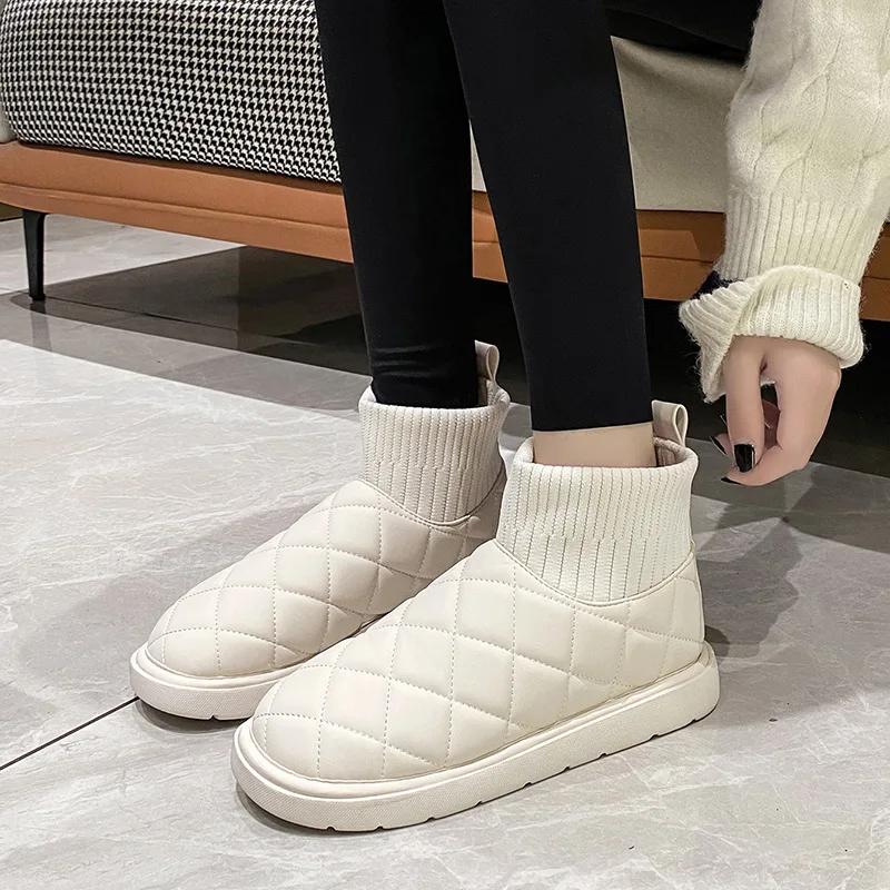 2024 New Snow Boots Women's Velvet Thickening Winter Fashion Short-tube Slip-on Warm Bread Cotton Shoes Winter Boots Women Boots