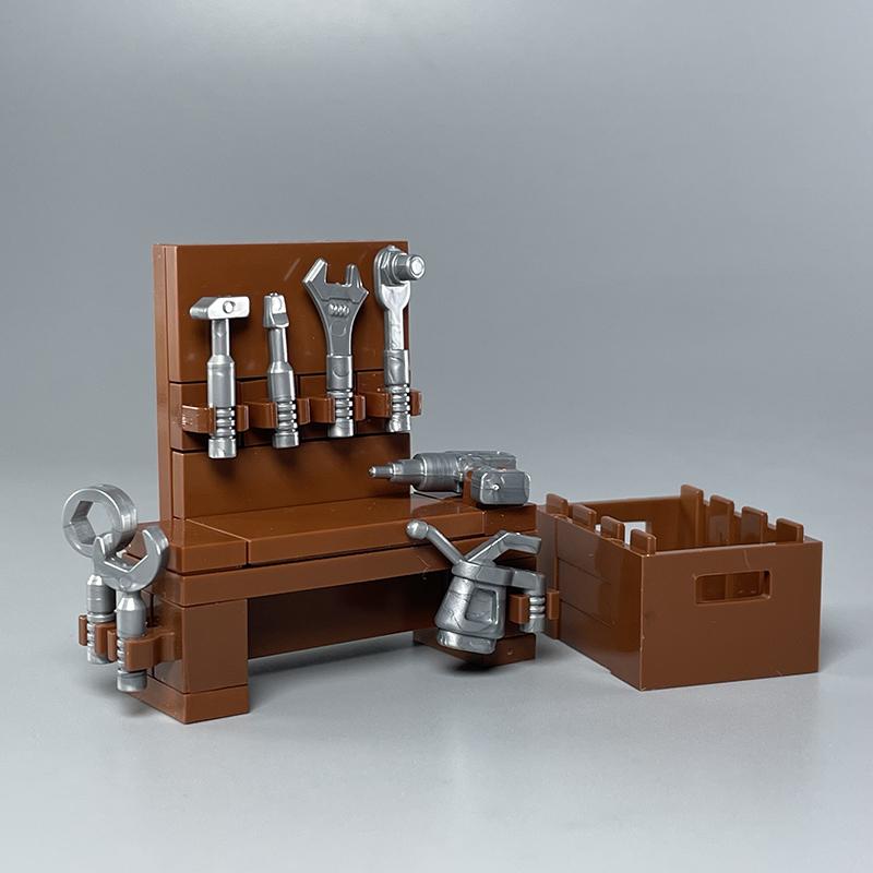 City MOC Furniture Desktop Game Computer Table Desk Piano Prints Set Building Blocks Toys for Children Assemble Bricks Parts