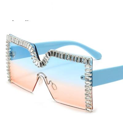 Oversized Square Diamond Sunglasses Women Y2k Luxury Rimless Rhinestone Sun Glasses Colorful Crystal Glasses Shades Oculos
