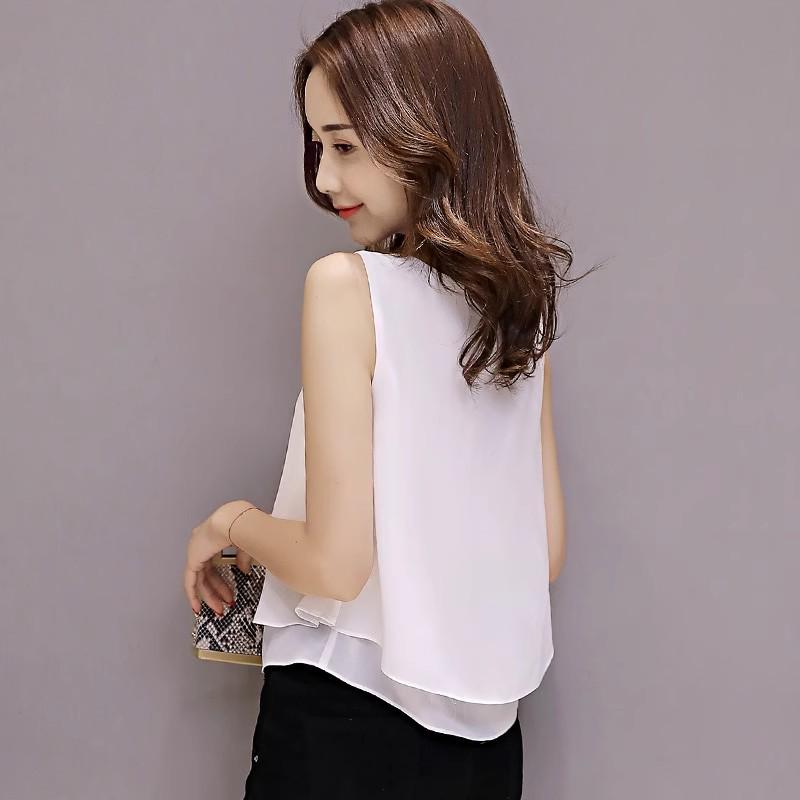 

Women s Summer Double Layer Chiffon Sleeveless Camisole Top M (90-100 Jin) чорний
