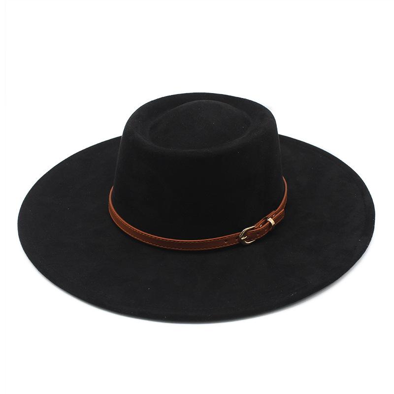 French Style Elegant Dome Hat, Cross-Border New Suede Wide Brim Jazz Hat, Unisex Autumn Winter Fashion Felt Hat