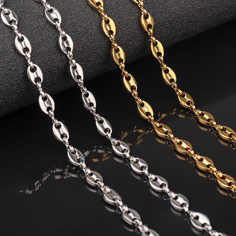 1Meters Stainless Steel Chain Pig Nose Chains Coffee Bean Chains For Jewelry Making DIY Bracelet Necklace Chain Supplies