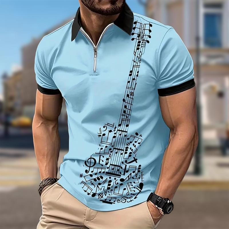 

Мужская рубашка поло повседневная на молнии с коротким рукавом модная повседневная на молнии лето весна стандартный крой скрипка 3D принт рубашка 8XL розовый