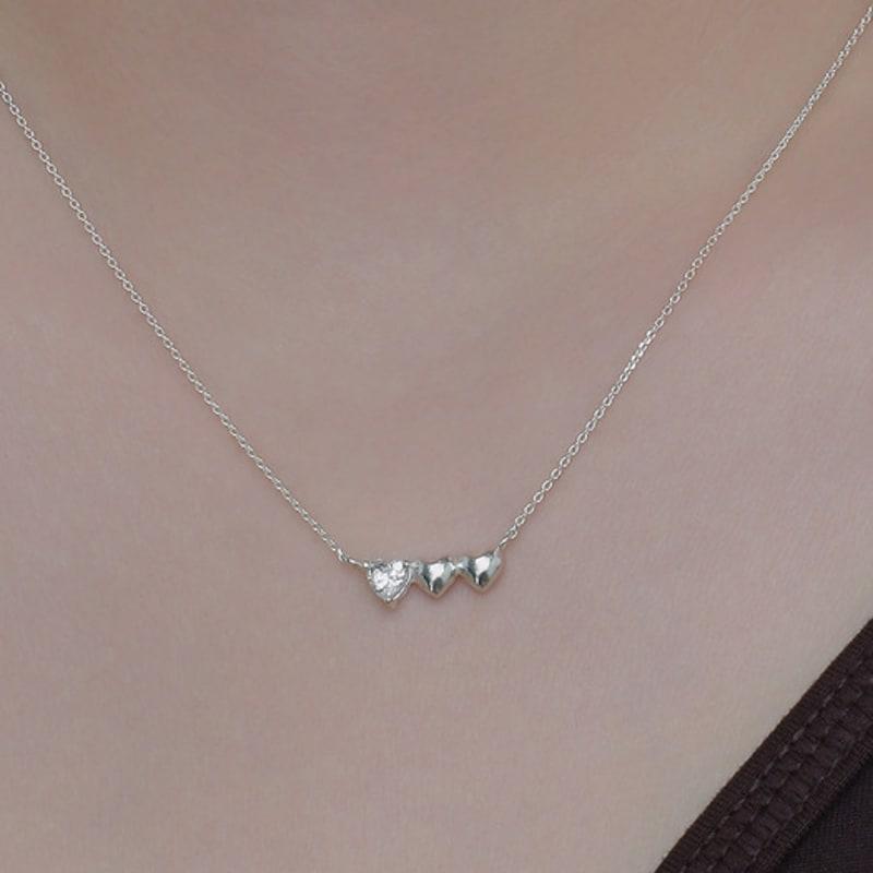 

POSTLUDE [silver] S 3 HEART CZ PENDANT N (4 COLORS) BLACK