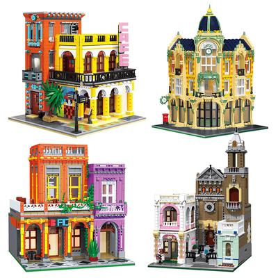 Creative Restaurant Church Architecture Model Building Blocks Street View Havana Cafe Shop Micro Bricks ToyS Kid Adult Gift