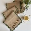 Rustic Linen Table Runner - Festive Christmas Design, Woven with Polyester Fibers and Hemp Blend, Perfect for Dining Table and Entryway Decor