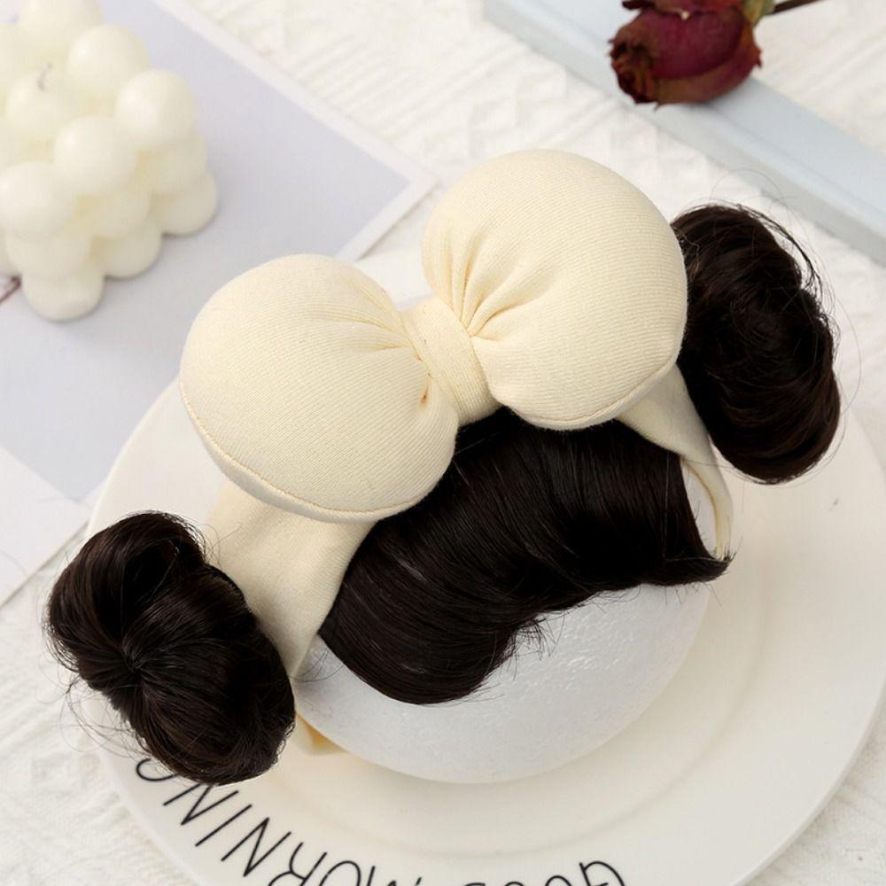 

Newborn Girls Baby Hair Bands Wig Bowknot Kids Headwear Bangs Chignons Headband Toddler Neat Bang White