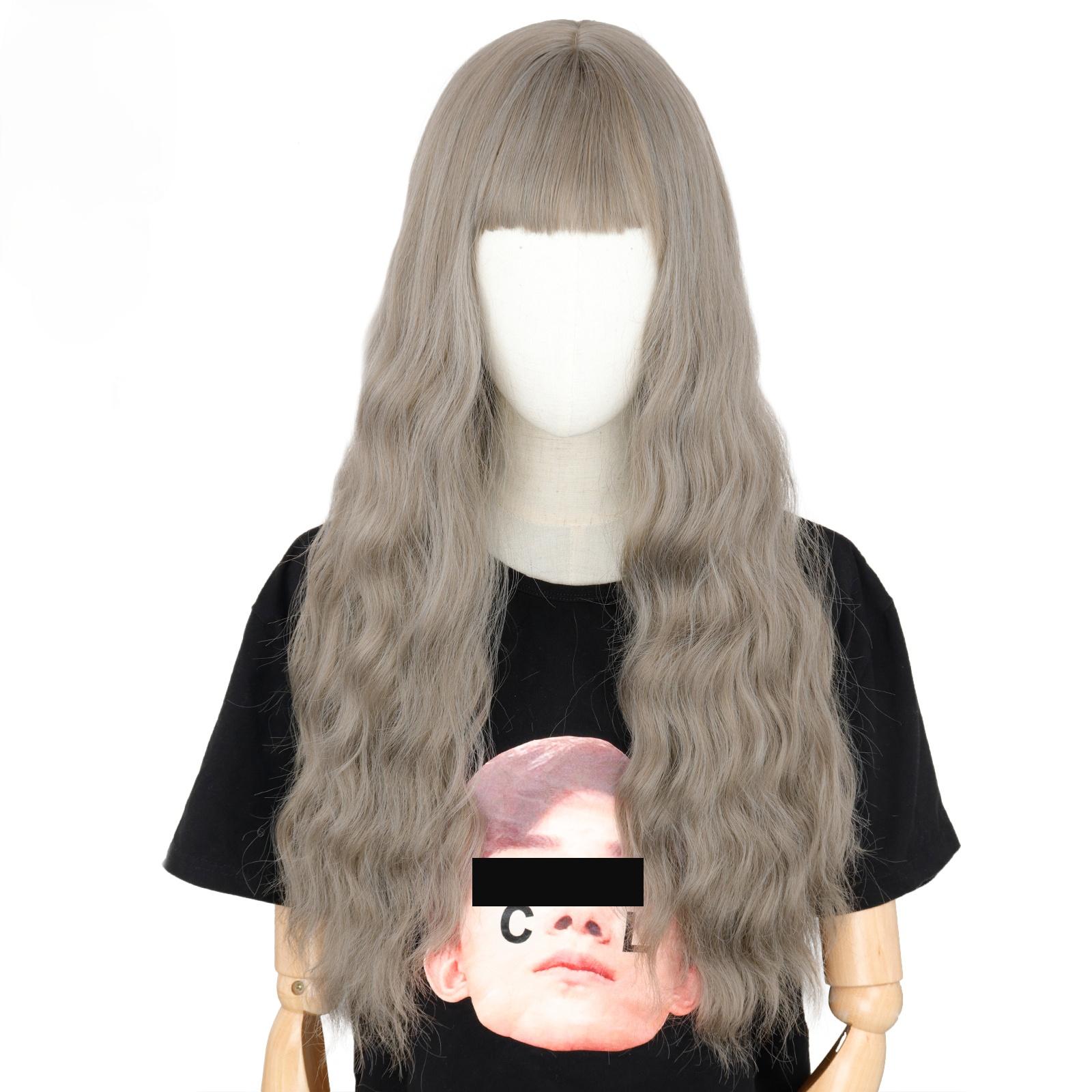 

MISS WIG 24-дюймовый длинный серый парик с волнистым париком Liu Haihai, парик из синтетического волокна, женский длинный парик, натуральный парик, парик для косплея/повседневный/вечеринка