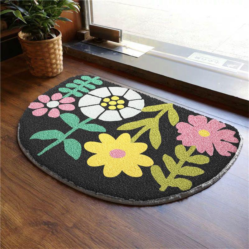 Semicircular Bathroom Imitation Cashmere Floor Mat Bathroom Absorbent Foot Mat Non-slip Carpet Home Decorative Mat