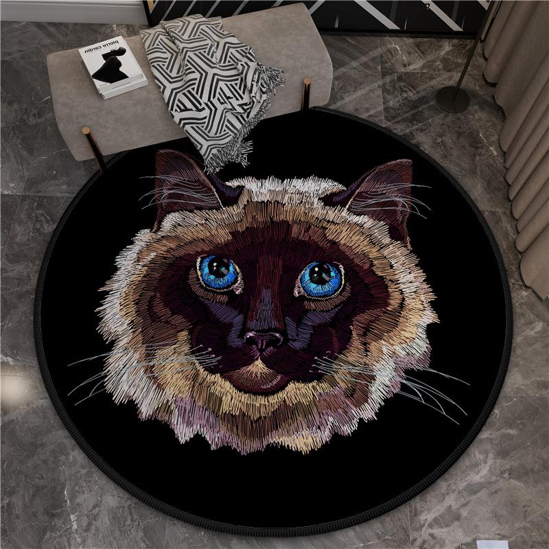 European and American Animal Flower Carpets Modern Ethnic Style Floor Mats Tiger Round Mats Living Room and Bedroom Round Carpets