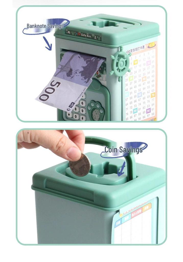 Large Capacity Cartoon Children's Savings Jar with Automatic Deposit/Withdrawal and Password Safe