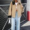 Female Cropped Trench Coat Single Breasted Jacket Fall Windbreaker Fashion Outerwear