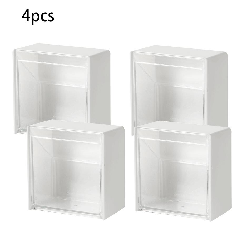 2/4pcs Cotton Pad Holder and Dispenser, Wall-Mounted Cotton Ball Organizer Storage Box, Round Jars Containers for Cotton Balls