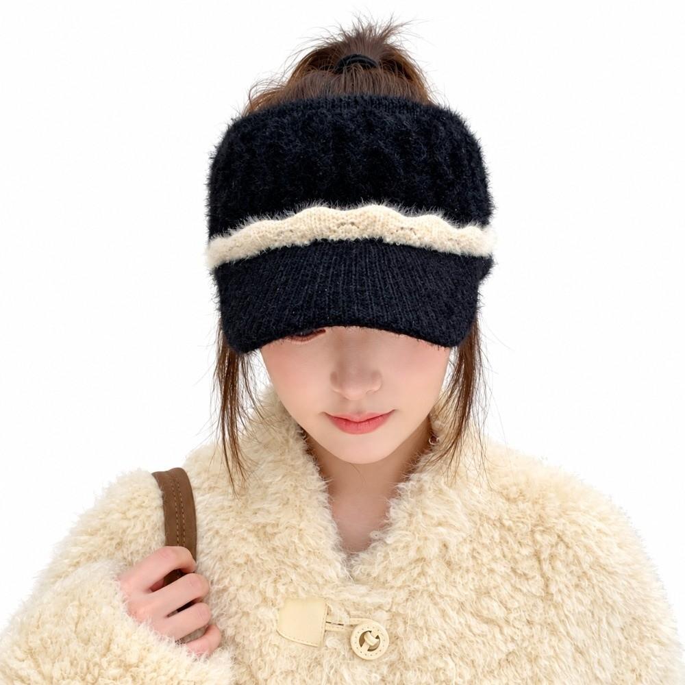 Warm Knitted Beanie Hat Empty Top Winter Warm Hat Fashion Baseball Cap Outdoor