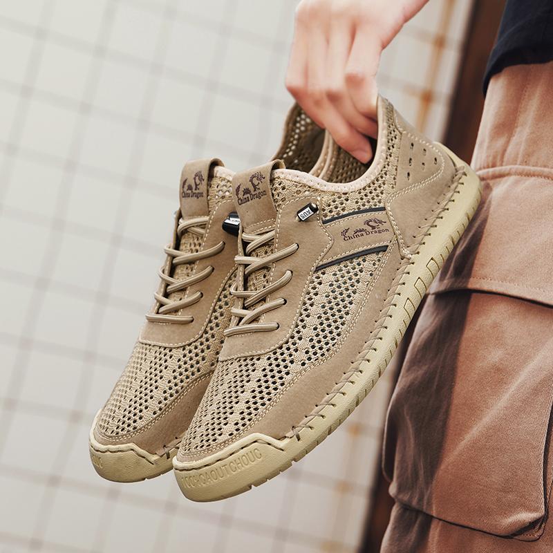 LETCOMFIT Summer Men's Mesh Shoes Fashion Soft Male Sport Sandals Outdoor Breathable Anti Slip Travel Hiking Sandals Size 46