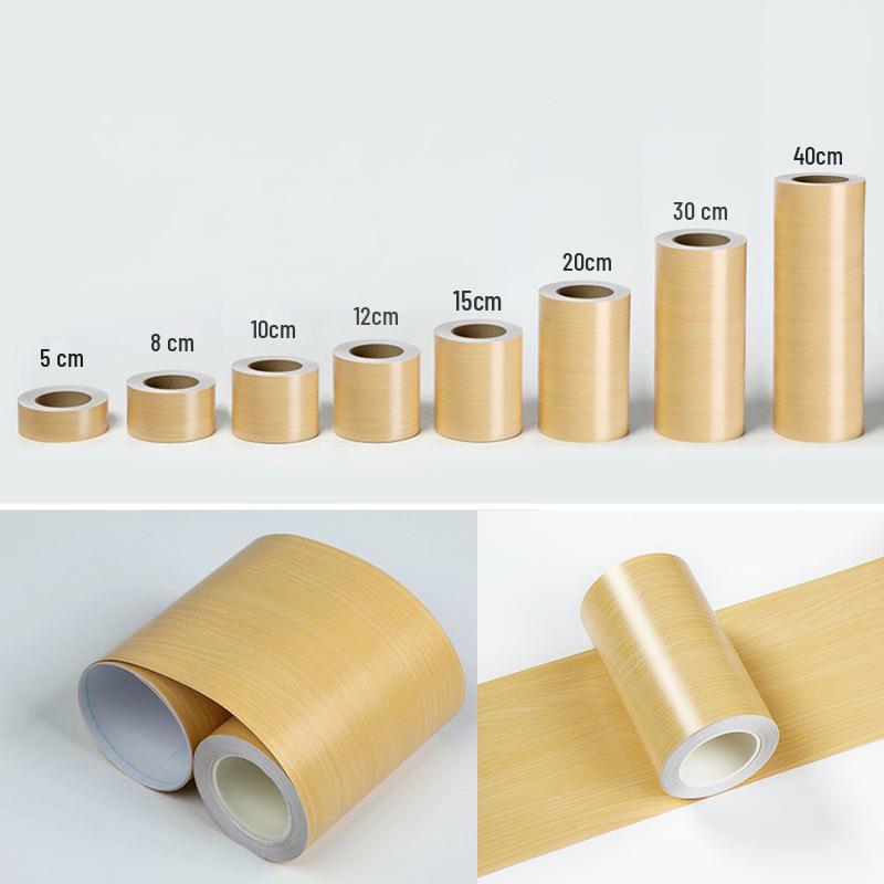 Wood Grain Self-Adhesive Veneer: 10m Decorative Strip for Covering Blemishes and Holes On Floors, Doors, and Furniture.