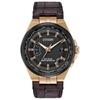 Citizen Men's World Perpetual A-T 42mm Brown Leather Band Steel Case Eco-Drive Black Dial Watch CB0168-08E