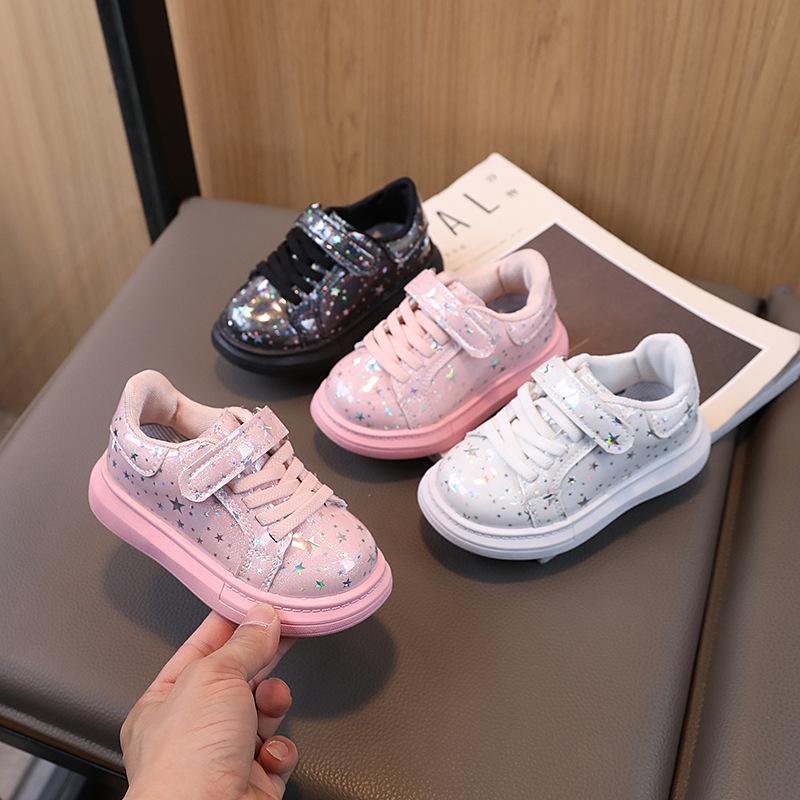 New Spring and Autumn Children's Sneakers, Boys' Shoes, Star Sports Shoes, Girls' Casual Shoes, Girls' Autumn Shiny Leather Shoes