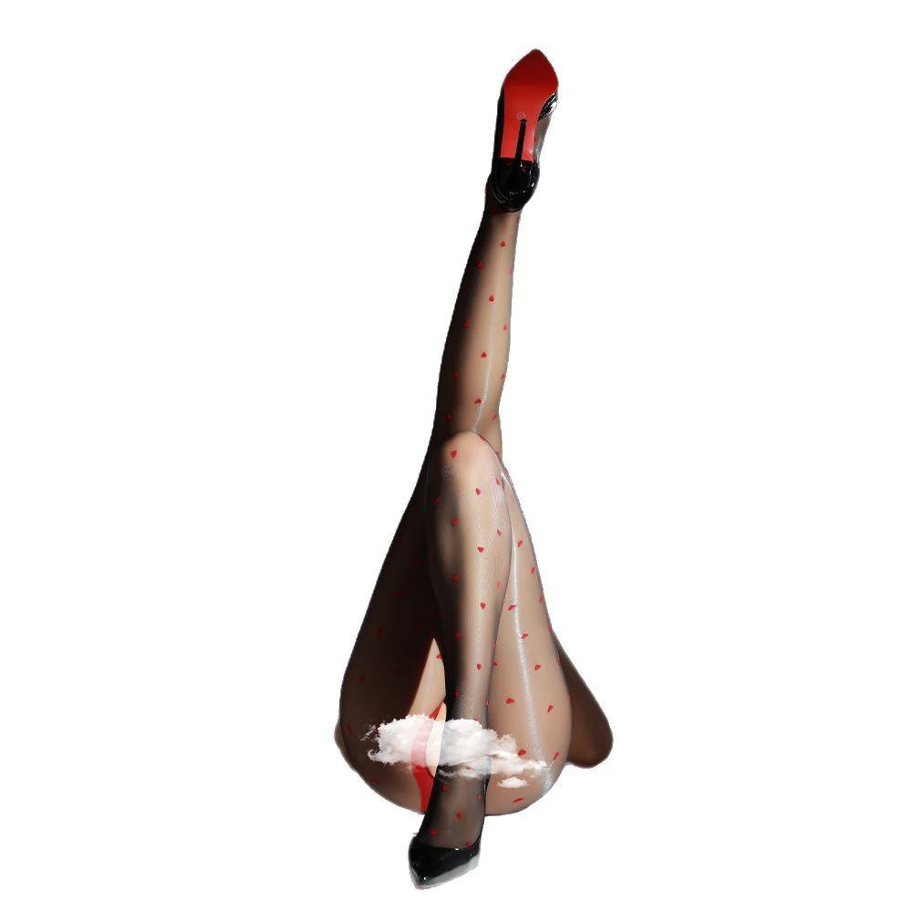 Sex stockings silky smooth aurora love oily open crotch pantyhose D ultra-thin heart-shaped sexy pure desire black silk