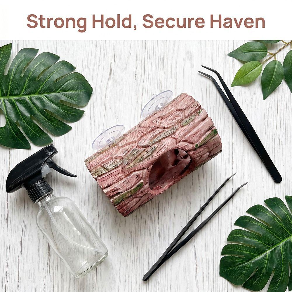 Tree Hollow Reptile Hideout Cave Strong Suction Cup Reptile Basking Hide Aquarium Decoration