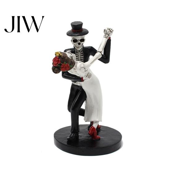 Topper per Torta da Tavolo per Giorno dei Morti di Halloween, Coppia di Scheletri Danzanti Statuetta, Ornamento Accattivante per Matrimonio Gotico, Statua di Amanti, Sposa Romantica