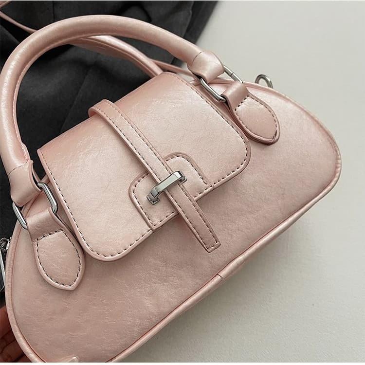 Pink Pearlescent PU Portable Messenger Bag