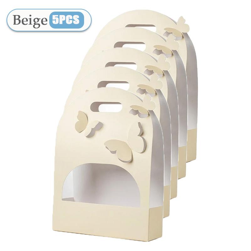 5/10PCS Portable Wedding Favour Boxes 3D Butterfly Carrier Bag Pink Floral Arrangement Gift Paper Package Flower Bouquet Bags