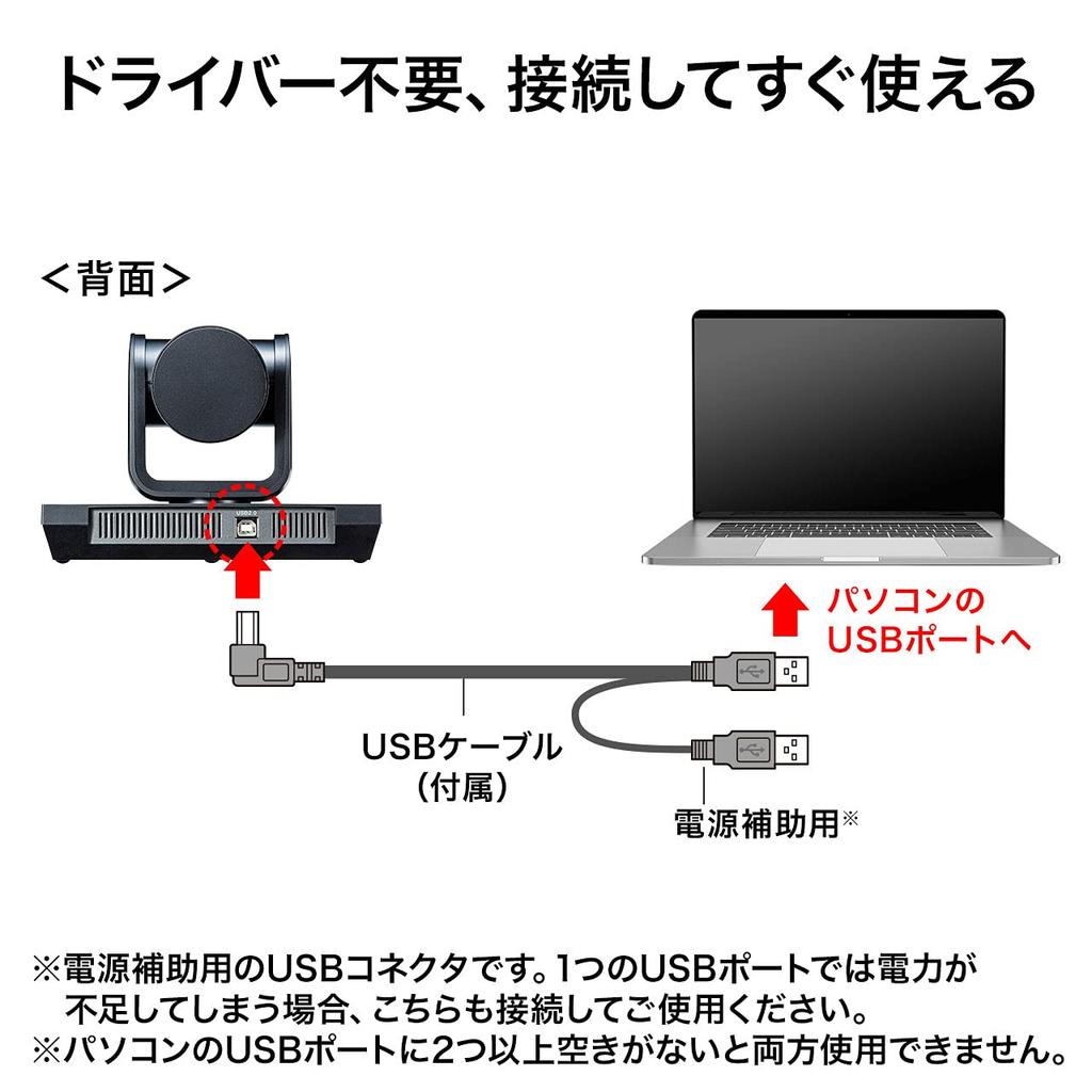 Sanwa Supply Webcam with 10x USB A Megapixel Remote Control Compatible Zoom, Connection, 2.1 Resolution, (CMS-V54BK)