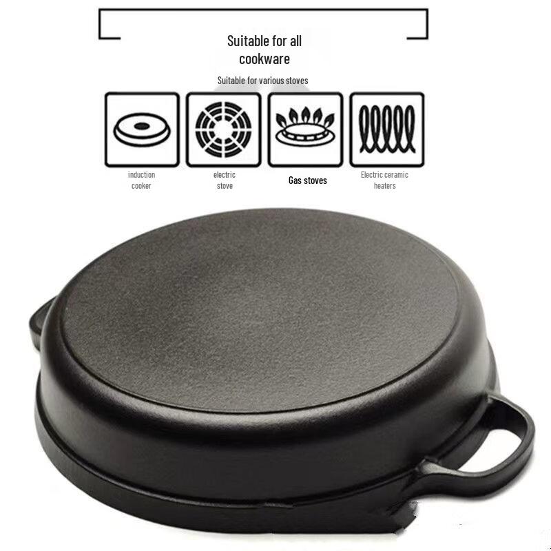 Wutuo 31cm Vintage Cast Iron Deep Frying Pan