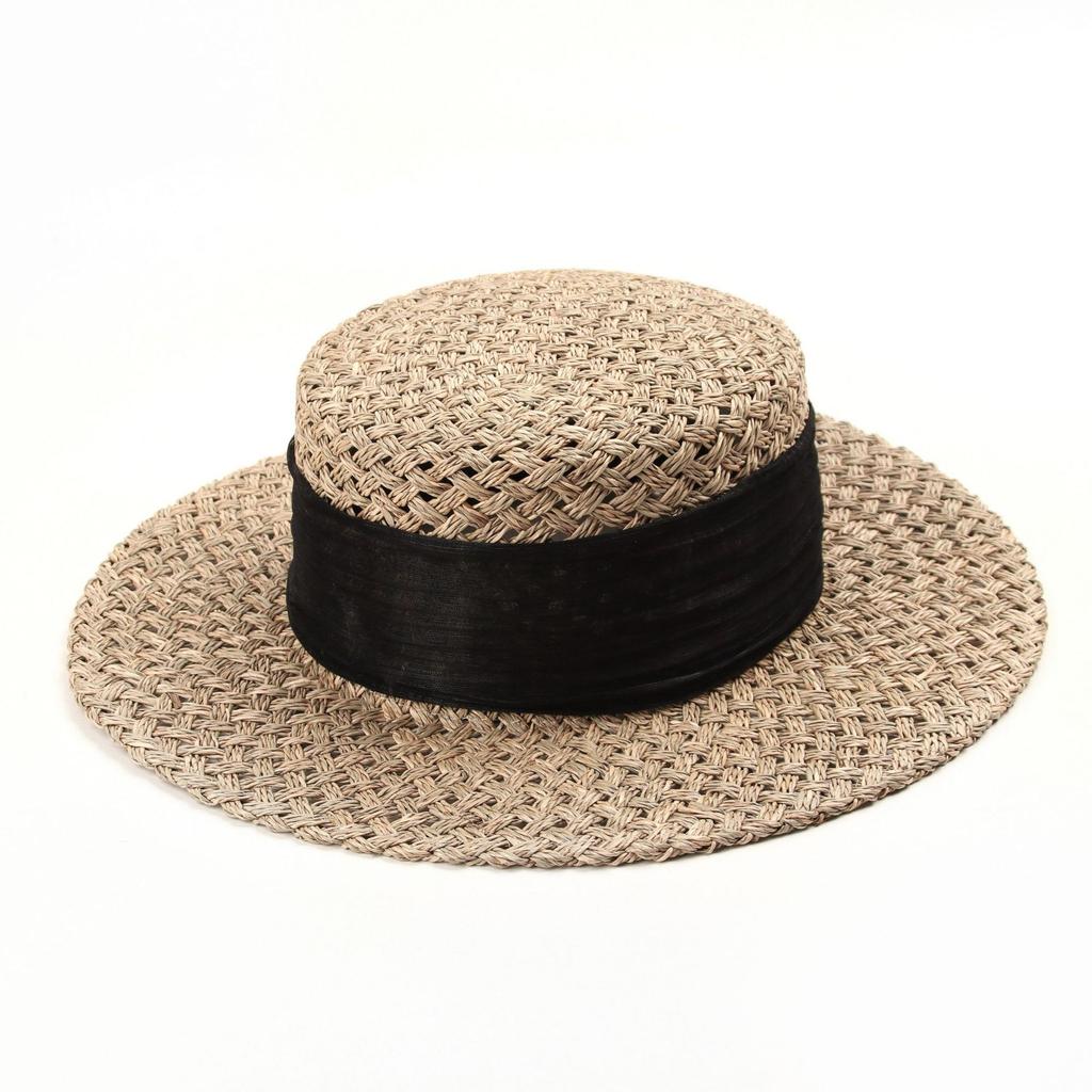 European and American seaweed hemp yarn decorative straw hat hollow breathable sun hat women summer travel sun protection beach hat
