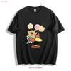 Cute Bear On Plane T Shirt Playful Cartoon Design  Vintage Washed Top For Everyday Wear Slightly Casual Graphic Comfortable