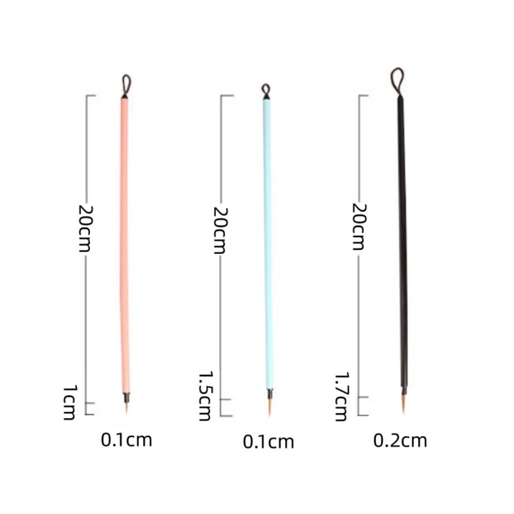 3pcs Slim Detail Paint Brush Soft Hair Drawing Brush Manicure Tool Hook Line Brush  Chinese Painting