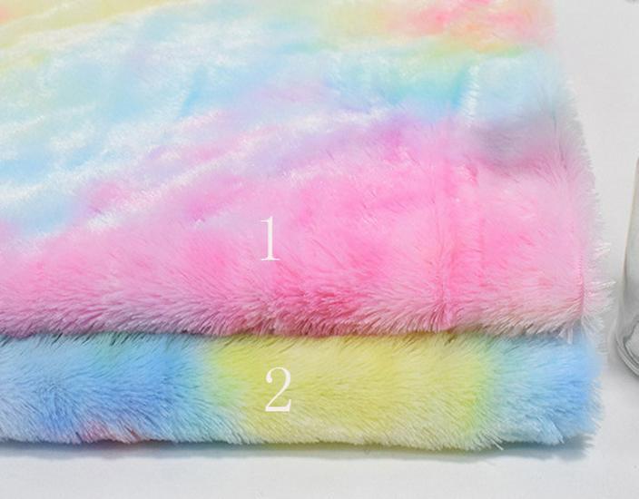 Seven-Color Velvet Rainbow Tie-Dye Gradient Flannel Fabric for Toys & Home Textiles