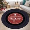 Round Carpet with Happy Day Text and Black Floral Pattern for Kids Room Nursery Decor Soft Cozy Floor Mat Non-Slip Rug Gift