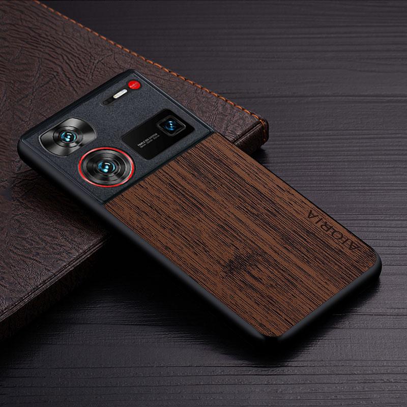 Case for Nubia Z70 Ultra Z60S Pro Z60 Ultra funda bamboo wood pattern Leather cover Luxury coque for Nubia Z60 Ultra case capa