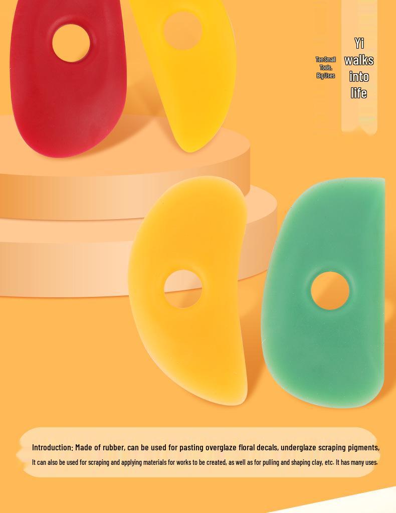 4-Piece Multifunctional Silicone Pottery Scraper Set for Trimming, Shaping, and Surface Flattening.